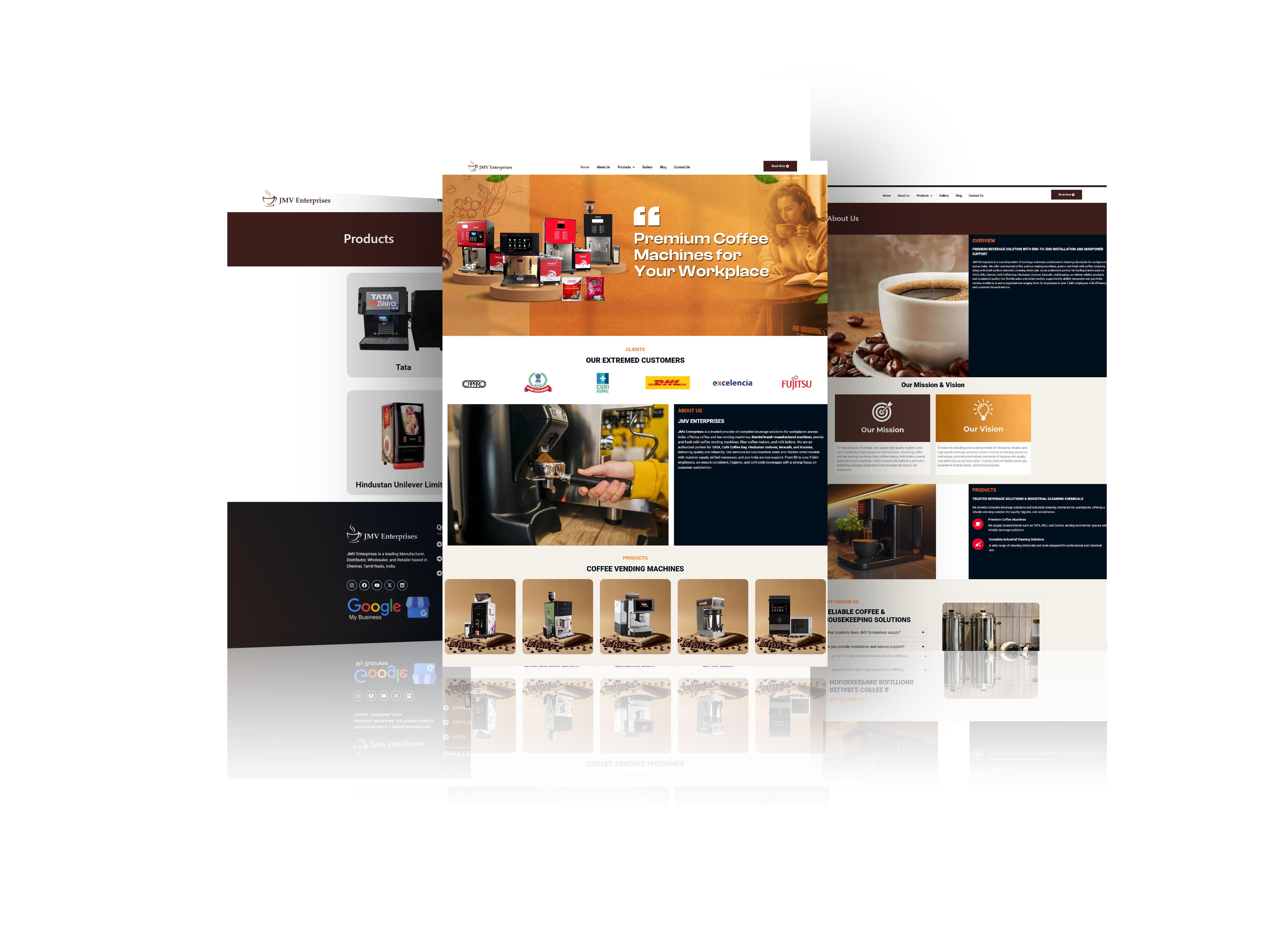 JMV Enterprises corporate website design and development by Sam Web Designs