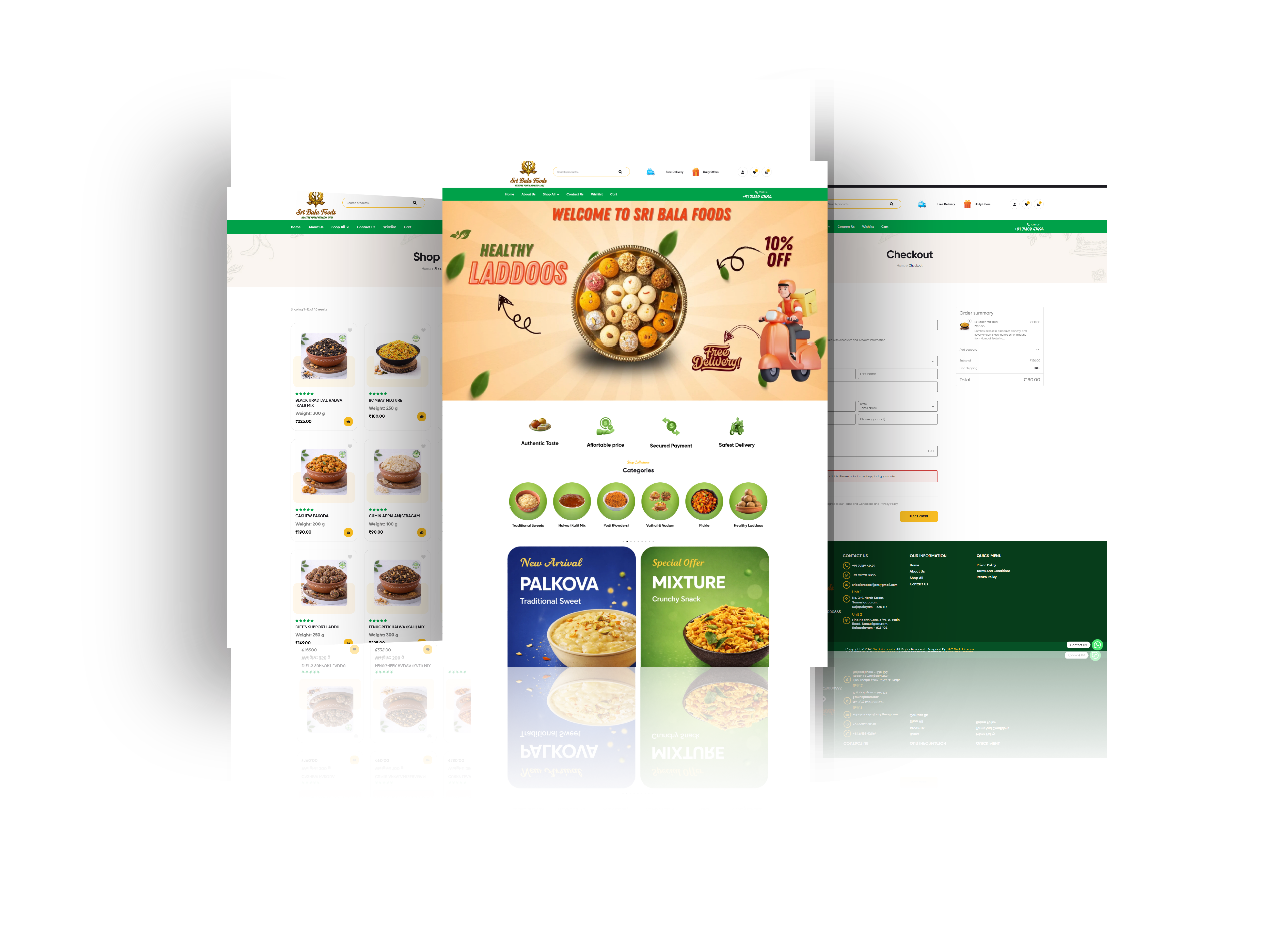 Sri Bala Foods company website design and development by Sam Web Designs Chennai